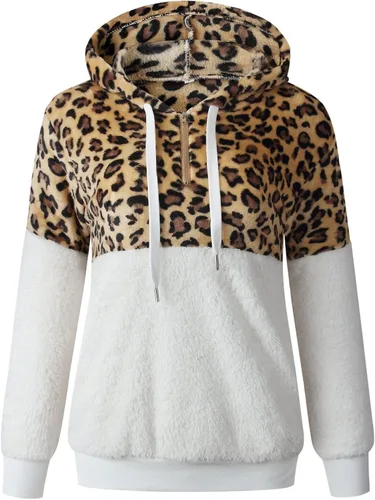 Vista 3 de Hoodies for Women Fluffy Zip Up Hoodies Long Sleeve Sweatshirt Tops Hood Winter Warm Jacket Shaggy Coats Overcoat