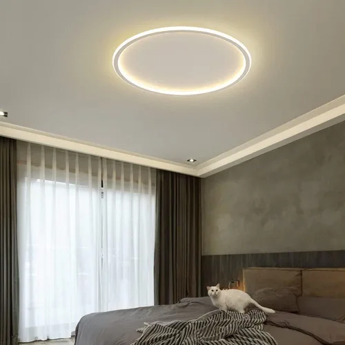 Vista 9 de Lámpara de techo LED regulable de montaje empotrado, lámpara de techo empotrada redonda moderna de 12 pulgadas con ajuste de aplicación, lámpara