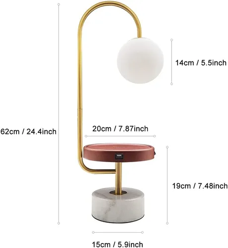 Vista 7 de Hsyile KU300239 Lámpara de mesa creativa contemporánea y moderna con puertos de carga USB, adecuada para sala de estar, estudio, oficina