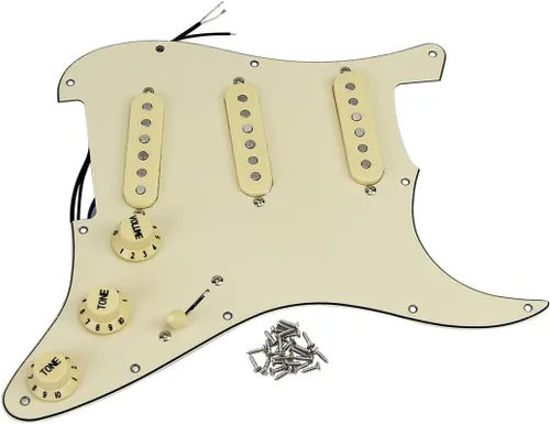 Vista 8 de FLEOR Golpeador precableado con pastillas Alnico 5, 3 bobinas simples, para guitarra eléctrica cargada - Negro