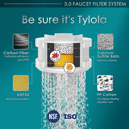 Vista 2 de Filtro de agua para fregadero de baño de larga duración. Elimina el 99% del cloro y metales pesados. Suavizante de agua dura. Purificador