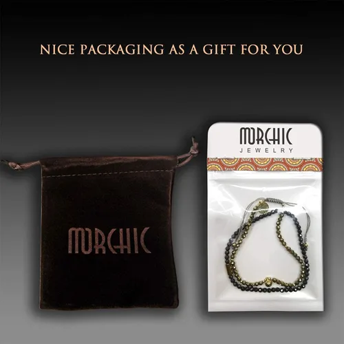 Vista 6 de Morchic Juego de 2 pulseras elásticas ajustables con cuentas de hematita brillante para mujer, gema energética semipreciosa, regalo de cumpleaños