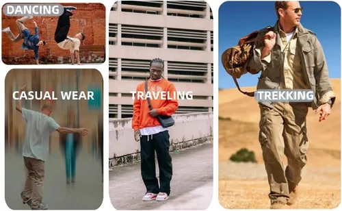 Vista 7 de Cargo Pants for Men Multi Pockets Work Pants Cotton Stretch Elastic Waist Relaxed Fit Hiking Outdoor Casual