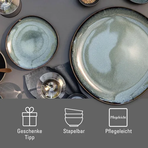 Vista 6 de like. by Villeroy & Boch Lave Gris - Plato para servir, 12.5 x 12.5 x 1.25 pulgadas