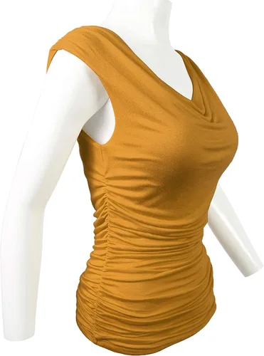 Vista 2 de CLEMONCE Doble forro cómodo cuello drapeado lateral fruncido de S a 3XL