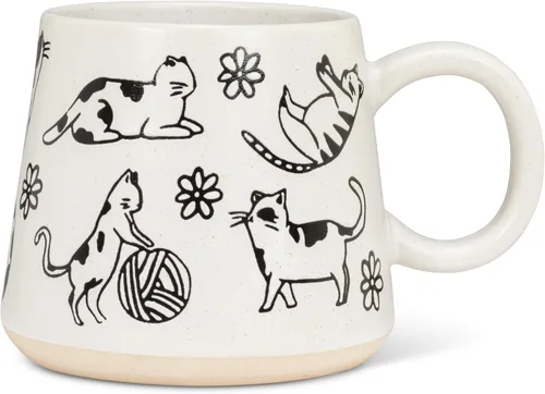 Vista 11 de Abbott Collection Taza de Base Ancha con Abejas - Gres, Amarillo/Marfil, 3.5 Pulgadas de Alto (14 Onzas)