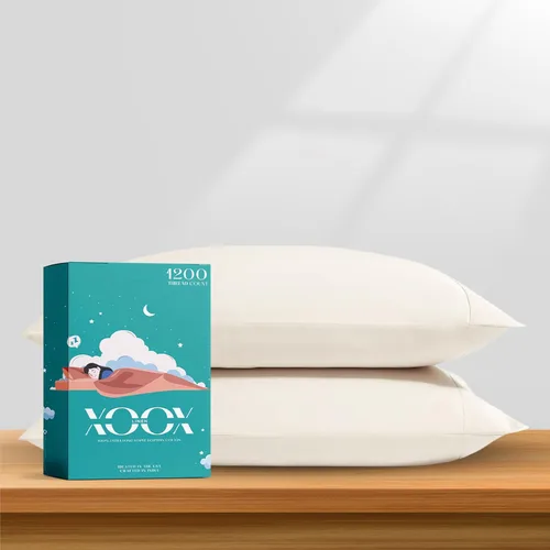 Vista 18 de XOOX Linen Juego de sábanas 100% algodón egipcio, sábanas de lujo de 1200 hilos de algodón egipcio tamaño Queen (4 piezas, gris claro), suave como