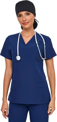 Vista 5 de Gorra médica con forro de satén con bolsillo para cola de caballo, gorro de enfermera médica de algodón con banda elástica para el sudor