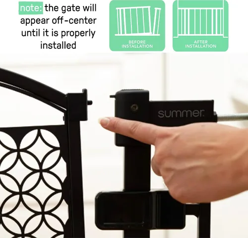 Vista 7 de Ingenuity Puerta decorativa multiusos extra alta con paso para bebé, se adapta a aberturas de 28.5 a 48 pulgadas (paquete de 1), metal negro