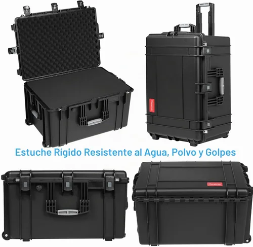 Vista 8 de Regetek Funda rígida impermeable con ruedas, espuma personalizable de 29 x 20.5 x 16 pulgadas, funda de transporte de equipo para cámara, dron