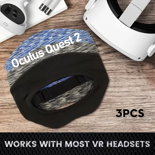 Vista 7 de Protector de sudor para Oculus Quest 2 VELLAA OculusMeta Quest 2 accesorios ajustables VR banda de sudor transpirable VR máscara