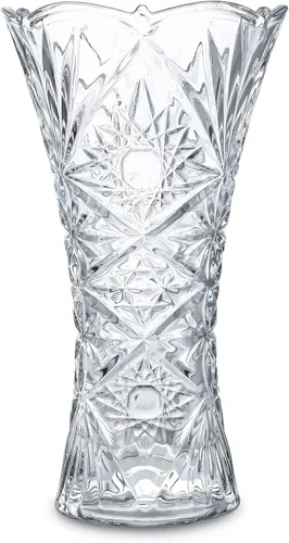 Vista 11 de Kanpura Florero de cristal transparente de 7.6 pulgadas, jarrón de cristal grueso para flores y decoración navideña, diseño de girasol (1 unidad)