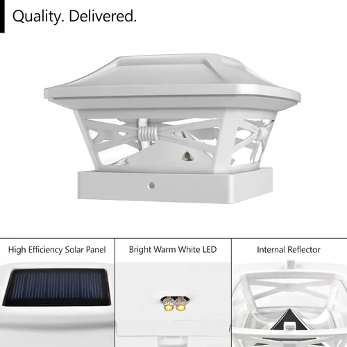 Vista 2 de Davinci Lighting Renaissance Luces Solares para Tapas de Postes Exteriores - Incluye Bases para Postes 4x4 5x5 6x6 - Luz LED Brillante - Blanco
