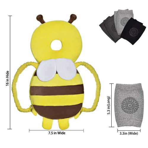 Vista 7 de Okydoky Protector de cabeza de bebé y rodilleras para gatear, mochila de seguridad ajustable para la cabeza de los niños pequeños, protección