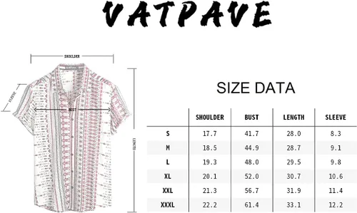 Vista 7 de VATPAVE Mens Casual Short Sleeve Button Down Shirts Regular Fit Hawaiian Summer Shirts