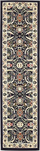 Vista 45 de Unique Loom Espahan Collection - Alfombra de área Cape Cod (2 pies 2 pulgadas x 3 pies 1 pulgada, rectangular, azul/negro)