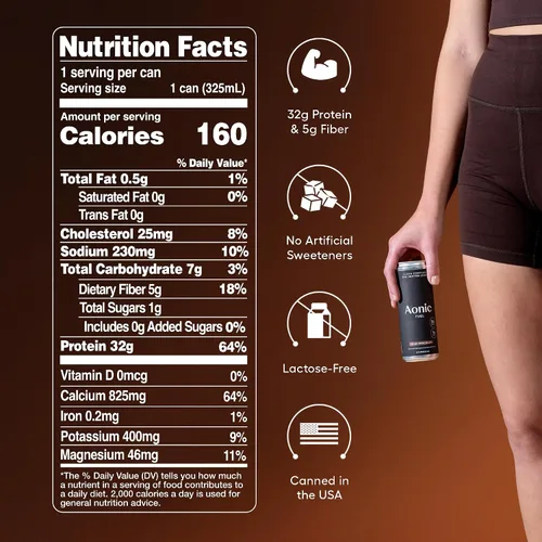 Vista 2 de Aonic Fuel - Batido de proteínas, chocolate rico, sin lactosa, 11 onzas líquidas (paquete de 12) 1.13 oz de proteína, 0.18 oz de fibra, sin
