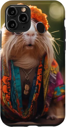Vista 26 de iPhone 16 Boho Hippie Sunglasses Guinea Pig Case
