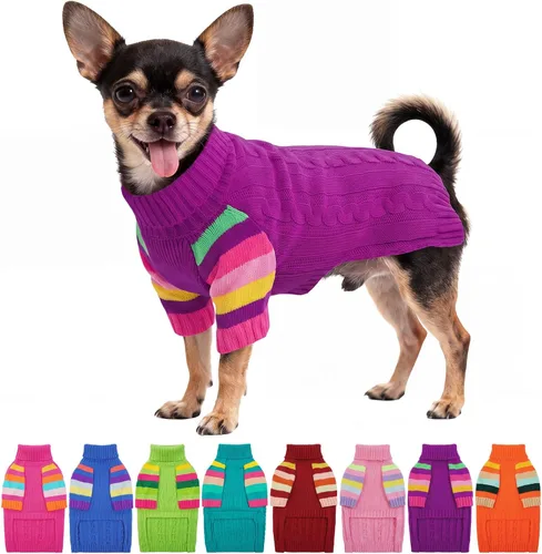 Vista 48 de Suéter XS para perro, suéter de cuello alto con manga para Yorkie Azul