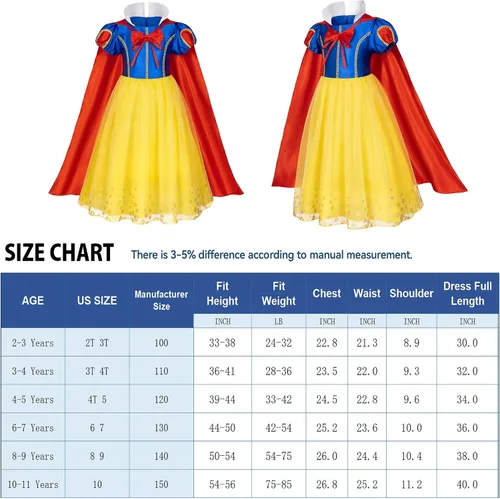 Vista 2 de Princess Dress Costume for Toddler Girls Girls Birthday Halloween Cosplay Party with Accessories 2-11 Years