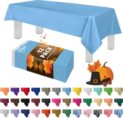 Vista 33 de Mantel de plástico de alta calidad - 54 in. x 108 pulgadas. Grandipity - Mantel rectangular (6 y 12 unidades), Agua (Aqua)