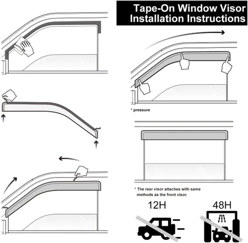 Vista 5 de 8 Pieces - Sun Rain Wind Deflectors Door Window Visors Outside Mount Channel Style Dark Smoke Tint for Chevy for Equinox 2010-2017
