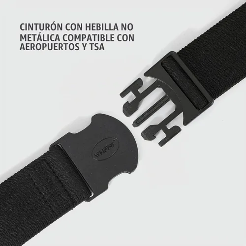 Vista 3 de WHIPPY Cinturón elástico unisex para hombre con hebilla no metálica, cinturón ajustable 1-negro