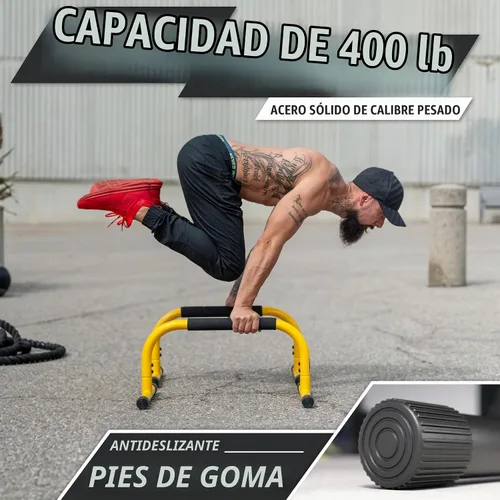 Vista 6 de Lebert Parallette Bars - Equipo de entrenamiento de peso corporal resistente para inmersiones, flexiones, sesiones en L y entrenamientos de núcleo