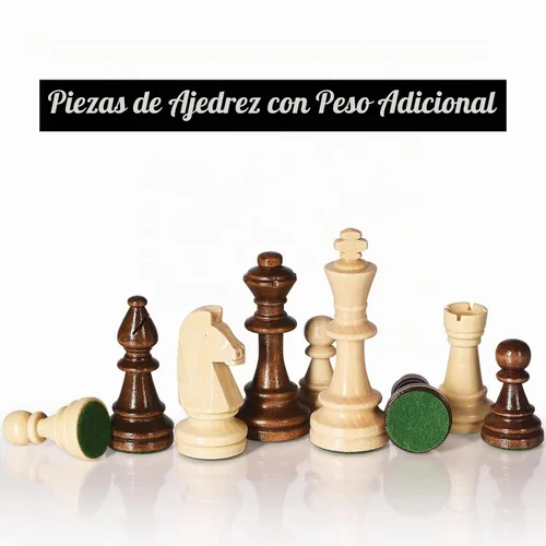 Vista 4 de Vamslove Piezas de Ajedrez de Madera Pesadas Solamente - Rey de 3.8'' - 2 Reinas Extra - 34 Piezas de Ajedrez de Madera de Torneo para Juego