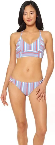 Vista 2 de Jessica Simpson Traje de baño estándar para mujer Mix & Match Stripe Separates (parte superior e inferior), Sombra de ojos Multi