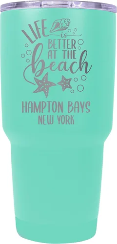 Vista 7 de Hampton Bays New York Souvenir - Vaso aislado de acero inoxidable de 24 onzas, grabado con láser, color negro.