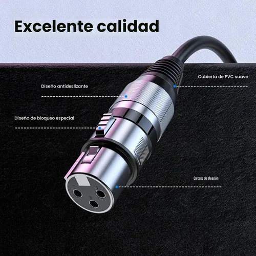 Vista 6 de MOSWAG Cables XLR a XLR, cable de micrófono XLR de 3.28 pies/1 M, cable de micrófono de 3 pines, cable XLR blindado equilibrado para cable