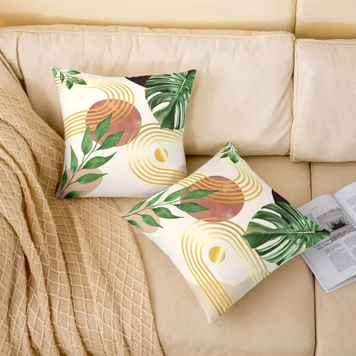 Vista 2 de Erosebridal Funda de almohada de hojas de palmera de 16 x 16 pulgadas, funda de almohada con plantas botánicas tropicales para niños, adolescentes