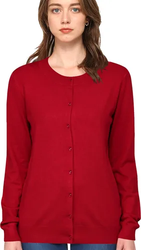Vista 3 de Made by Johnny Women's Long Sleeve Button Down Classic Crew Neck V-Neck Knit Cardigan Sweater