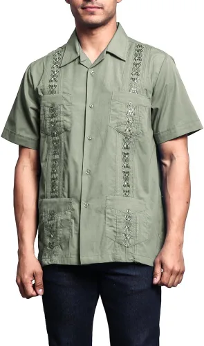 Vista 9 de G-style EE. UU. Remera playera mangas cortas de guayabera cubana para hombres