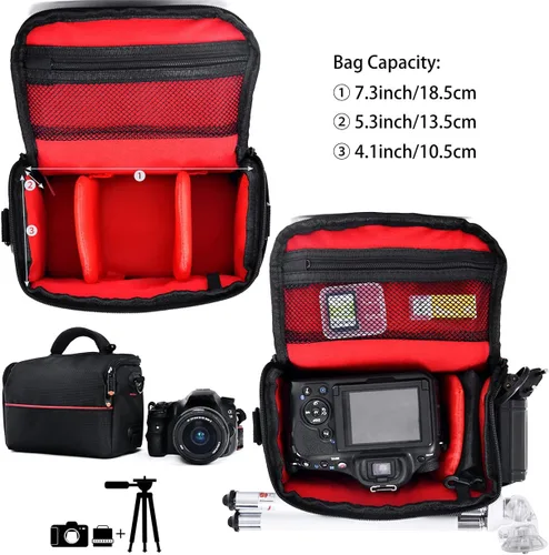 Vista 8 de Funda de hombro compacta para cámara compatible con Canon M50 SX420 Sony a6400 Bolso bandolera con cubierta impermeable para cámara sin espejo