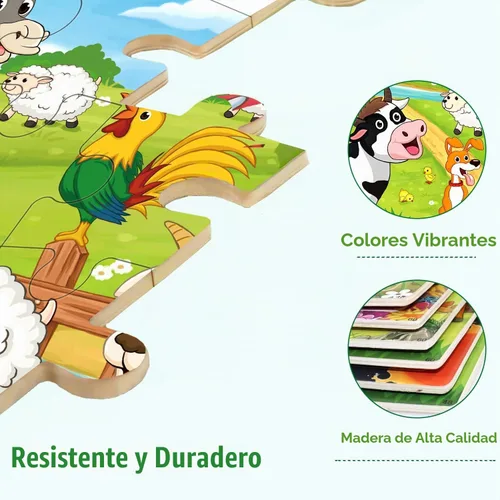Vista 4 de Rompecabezas para niños de 4 a 6 años, 4 a 8 años, rompecabezas de madera de 48 a 60 piezas para niños pequeños que aprenden rompecabezas educativos