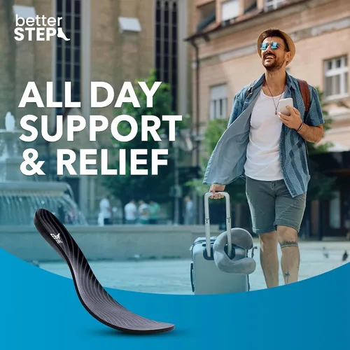 Vista 2 de Plantillas de apoyo de arco para mujeres y hombres con fascitis plantar, plantillas de arco alto, alivio del dolor ortopédico, comodidad para todo
