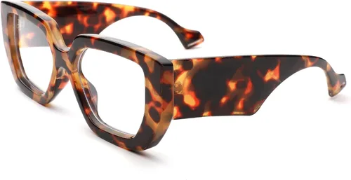 Vista 11 de Hycredi Gafas de luz azul de marco grueso para mujeres y hombres, anteojos cuadrados de gran tamaño para juegos de computadora con lente transparente