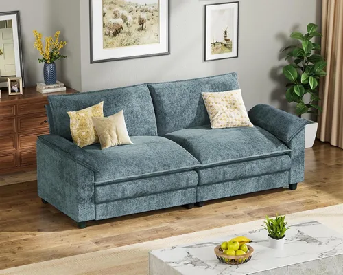 Vista 9 de Homall Sofá Seccional Modular de 80", Sofá Biplaza con Cojín de Doble Capa, Combinación DIY de Chenille Profundo Sofá Nube de 2 Asientos para Sala