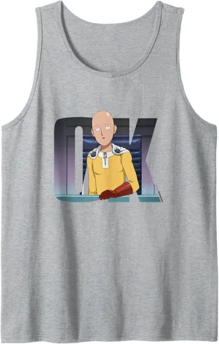Vista 5 de One Punch Man Camiseta sin mangas Saitama OK, Negro, S Blanco