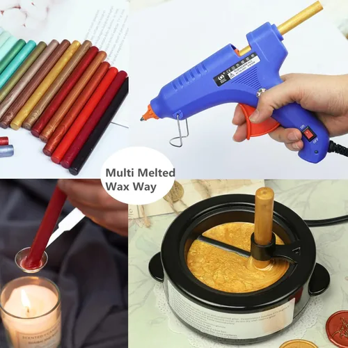 Vista 4 de 20 barras de pegamento para pistola de cera, sellado de sobre, mini barra de pegamento, ideal para sellos de cera de letras (oro rosa)