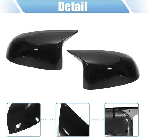 Vista 4 de X AUTOHAUX 1 par de tapas de repuesto para espejo retrovisor exterior de automóvil, color negro brillante para BMW X5 X4 X7 2019-2021 para BMW X6