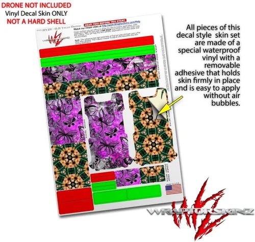 Vista 4 de Skin Wrap 2 Pack para DJI Ryze Tello Drone mariposa Graffiti Drone No Incluidas