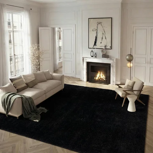 Vista 23 de SAFAVIEH Tahoe Shag Collection - Alfombra de área de 2 x 7 pies, color gris, diseño geométrico, felpa de 1.2 pulgadas de grosor, ideal para zonas
