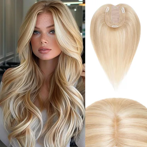 Vista 109 de Rich Choices Pelucas con topper de cabello para mujeres, cabello humano real 100% Remy, sin flequillo, para mujeres con adelgazamiento en la parte