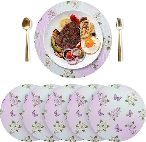 Vista 3 de Purple Butterflies Gradient Table Placemat, Washable Non Slip Heat Resistant Placemats for Kitchen one sizex1