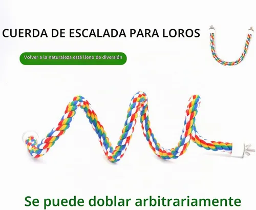 Vista 4 de Perca para pájaros, perca de cuerda para pájaros y percha de cuerda, perchas para pájaros para jaula, perca de cuerda para conures, loros, cacatúa