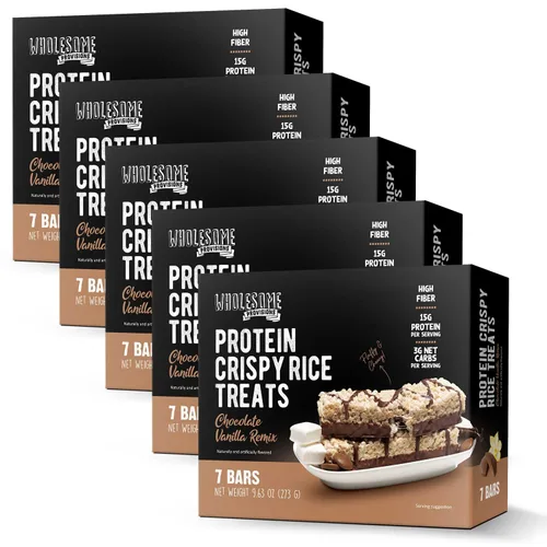Vista 23 de Barritas de Arroz Crujiente de Proteína, 15g de Proteína, 3g-7g de Carbohidratos Netos, Bajo en Carbohidratos, Esponjoso, Suave, Gomoso, Sin Gluten