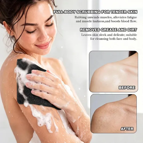 Vista 5 de Paquete de 6 paños exfoliantes de baño de doble cara para limpieza profunda de la cara y el cuerpo, revitaliza la piel, adecuados para todo